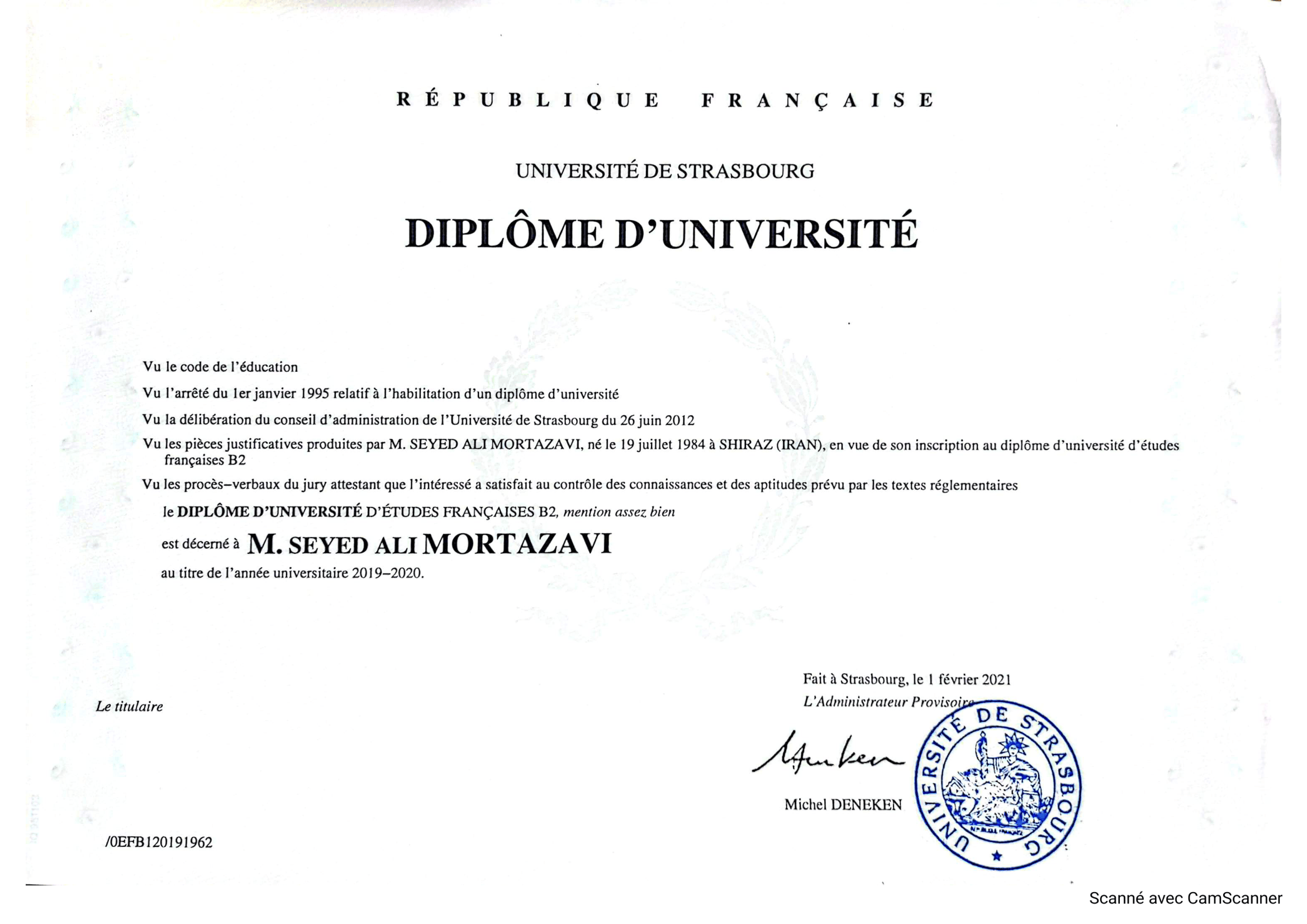 B2 Certificate — Université de Strasbourg